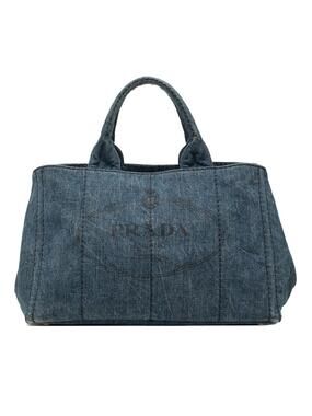 Prada Large Denim Canapa Logo Tote Pre- #309024P46B